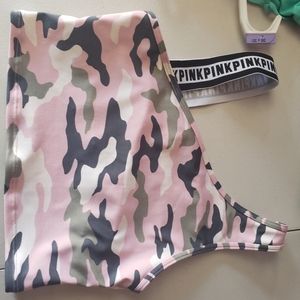 Pink camo tank top sports bra